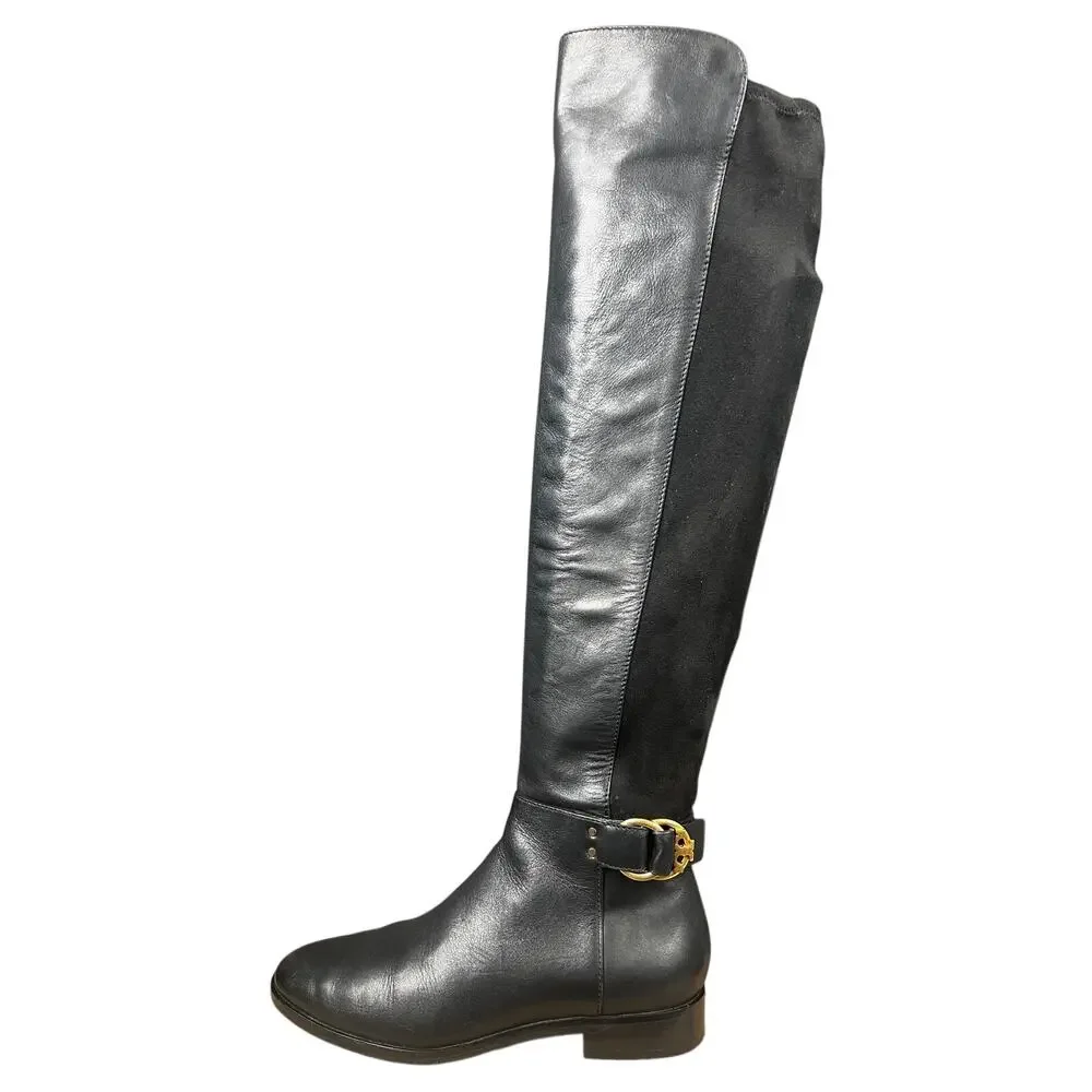 Tory Burch Women’s Marsden Black Leather Stretch Riding Boot Size US 6.5